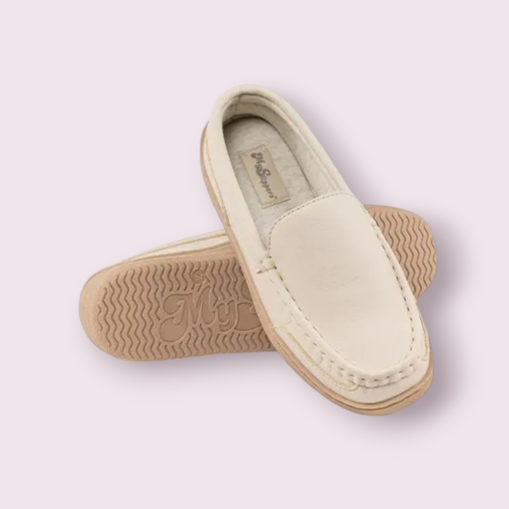 MySlippers All Season Women's Moccasin Slippers, Beach Beigh, Size 9W